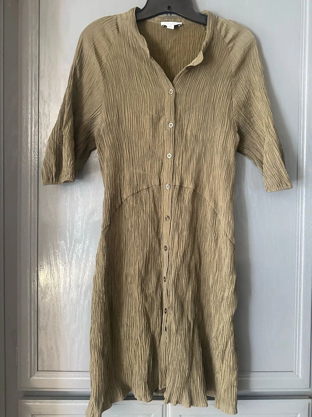 Topshop Olive Crinkled Midi Dress 10